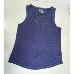 Saturday Sunday Womens Small Blue Lightweight Sleeveless V Neck Slub Knit Tank